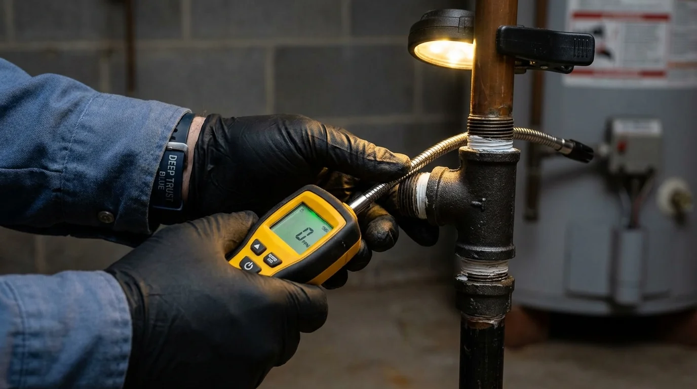 Gas leak detection with electronic sniffer by Johns Plumbing LLC in Rutledge